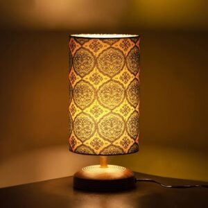 ExclusiveLane 'Paisely' Wooden Bedside LED Table Lamp Side Table Lamp for Bedroom&Living Room(14 Inch,Wood,Without Bulb,Pack of 1)|Table Lamps for Home Decoration Office Study Side Lamp